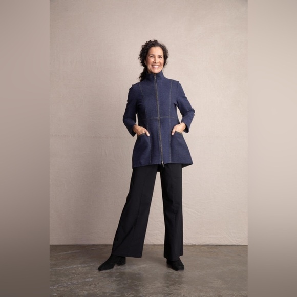 Habitat Shaped Felt Car Coat Zip Up Longline Jacket in Forest Green, 62324, XS - Picture 9 of 9